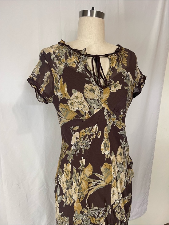 Newport News Dresses & Skirts - Y2K Newport News women’s Dress brown floral midi size 10 fits Mediu double layer